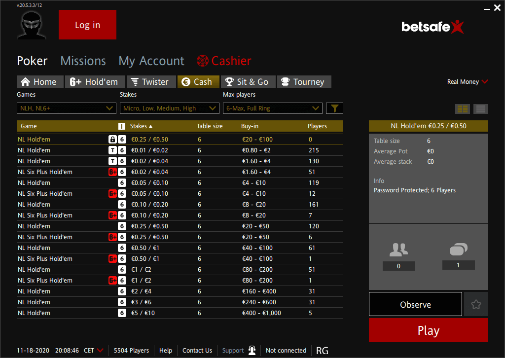 betsafe lobby