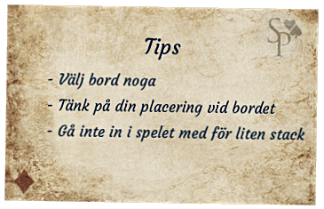 Skylt med viktiga cash game poker tips