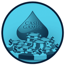 Spadersymbol med texten Cash Games som sticker upp bakom en hög med marker