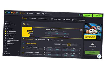 Skärmbild av Coolbet oddsavdelning
