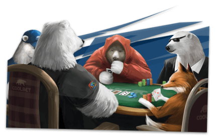 Djur spelar poker vid borden hos Coolbet poker