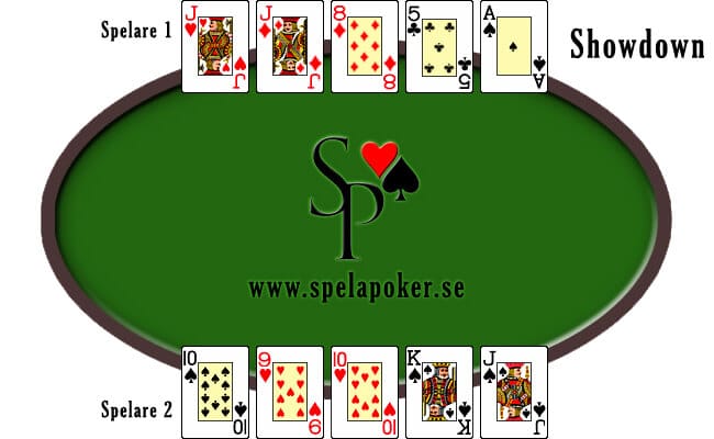 Showdown - spelarna visar korten