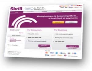 Skärmbild av webbsidan hos Skrill