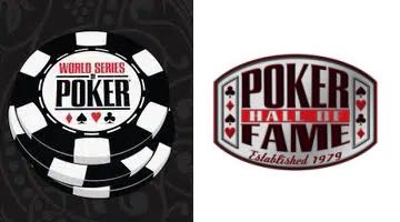 Loggor för WSOP och Poker Hall of Fame.