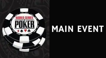 WSOP logga och texten "Main Event"