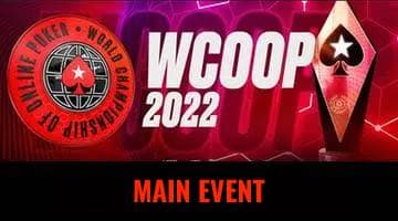 Logga WCOOP och texten Main Event