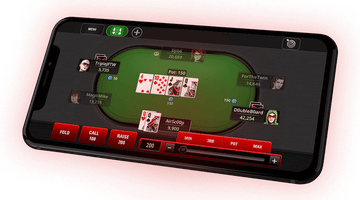 Spelar i poker i mobilen i liggande läge hos PokerStars