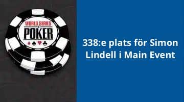 Logga WSOP och texten "338:e plats för Simon Lindell i Main Event"