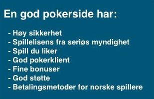 Liste over ting en god pokerside har