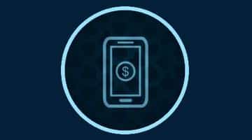 Bild på en mobil med ett mynt på skärmen som ska symbolisera en swish betalning i pokern