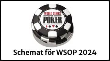 Loggan för WSOP placerad i mitten av bilden. Under loggan står det "Schemat för WSOP 2024"
