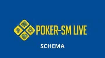 Loggan för Poker-SM live. Under loggan står texten "Schema"