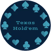 Spelmarker med texten Texas Hold'em i mitten